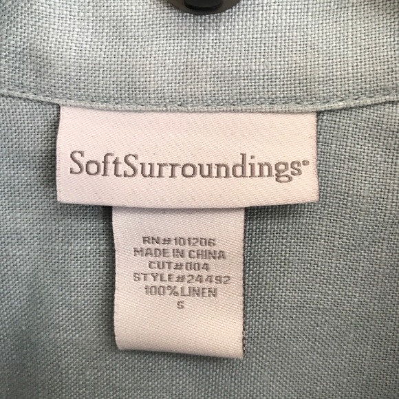 Soft Surroundings 100% Linen Light Blue Tunic w/ Pockets and Safari Sleeves S - Picture 5 of 5